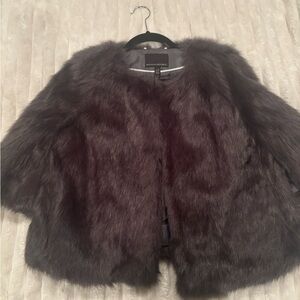 Banana Republic Faux Fur Jacket in Dark Gray